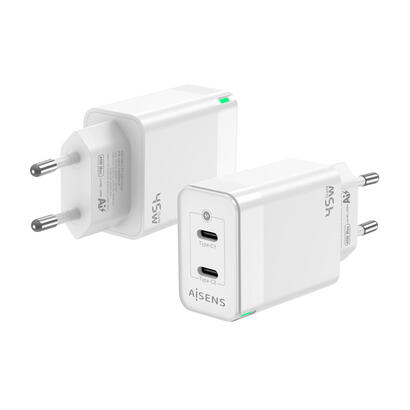 aisens-cargador-gan-45w-2xusb-c-pd30-qc40-blanco