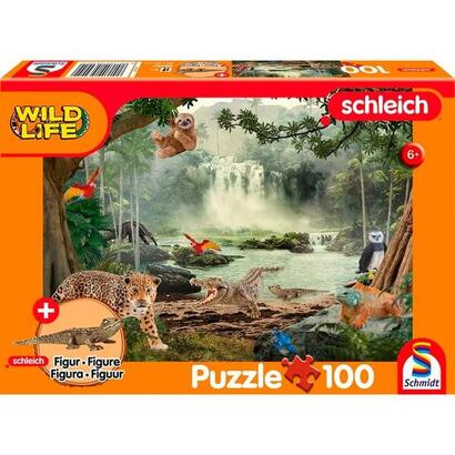 schmidt-spiele-schleich-vida-salvaje-en-la-selva-tropical-100-piezas-incluida-la-figura-del-cachorro-de-cocodrilo-schleich