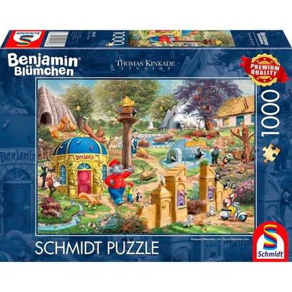 schmidt-spiele-thomas-kinkade-studios-benjamin-blumchen-un-dia-en-el-zoologico-de-neustadter-rompecabezas-de-1000-piezas-58423