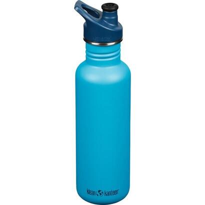 botella-klean-kanteen-classic-800ml-azul-claro-con-tapa-sport-negra