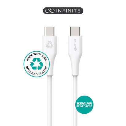 infinite-usb-c-to-usb-c-cable-1m-white-recycled-plastic-super-soft-warranty-60m