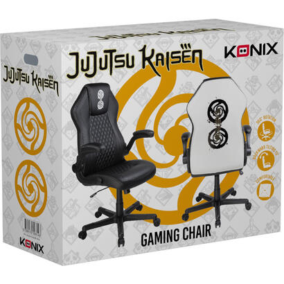 silla-gamer-konix-jujutsu-kaisen-gran-comodidad-y-ergonomia-clase-4-100-mm-color-blanco-y-negro