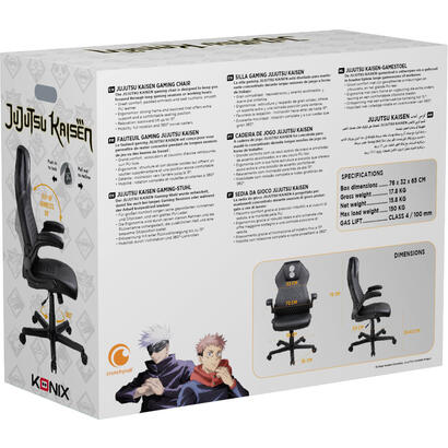 silla-gamer-konix-jujutsu-kaisen-gran-comodidad-y-ergonomia-clase-4-100-mm-color-blanco-y-negro