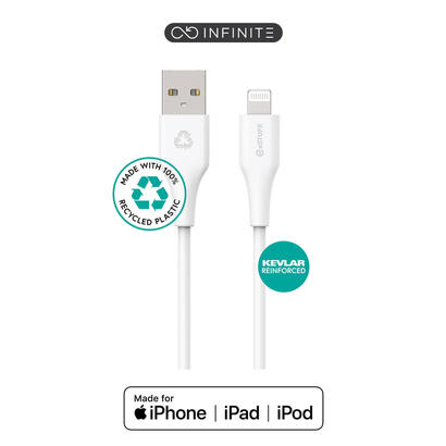infinite-usb-a-to-lightning-cable-mfi-1m-white-recycled-plastic-super-soft