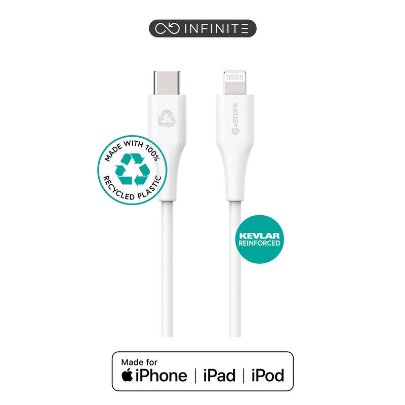 infinite-usb-c-to-lightning-cable-mfi-2m-white-recycled-plastic-super-soft