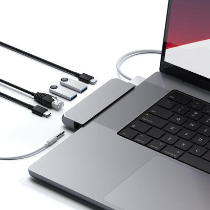 satechi-pro-hub-mini-usb-c-do-macbook-2xusb-c-2x-usb-a-ethernet-jack-port-proairmax-gwiezdna-szarosc