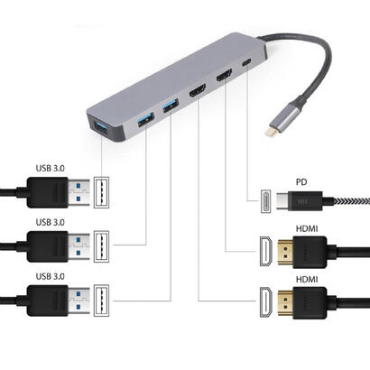 gembird-a-cm-combo3-03-multi-port-adapter-usb-tipo-c-3in1-hub-hdmi-pd
