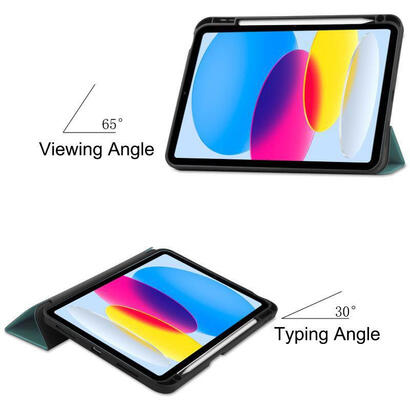 for-apple-ipad-10th-gen-109-inch-2022-tri-fold-caster-tpu-cover-built-in-s-pen-holder-with-auto-wake-function-dark-green-warrant