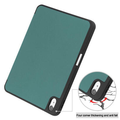 for-apple-ipad-10th-gen-109-inch-2022-tri-fold-caster-tpu-cover-built-in-s-pen-holder-with-auto-wake-function-dark-green-warrant