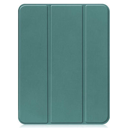 for-apple-ipad-10th-gen-109-inch-2022-tri-fold-caster-tpu-cover-built-in-s-pen-holder-with-auto-wake-function-dark-green-warrant