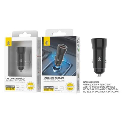 jc-na0256-black-cargador-de-vehiculo-usb-c-usb-a-20w