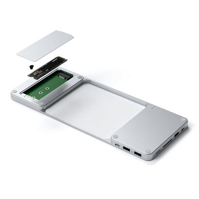 satechi-slim-dock-do-imac-24-usb-c-usb-c-10gb-usba-a-10gb-2x-usb-a-czytnik-kart-microsd-kieszen-na-nvme-sata-srebrny