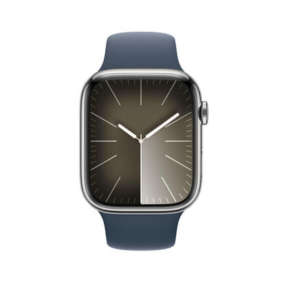 apple-watch-series-9-gps-cellular-45-mm-caja-de-acero-plata-correa-deportiva-azul-tempestad-m-l