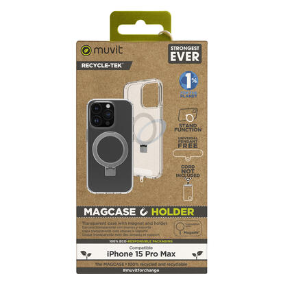 muvit-for-change-funda-recycletek-magsafe-con-soporte-compatible-con-apple-iphone-15-pro-max-transparente