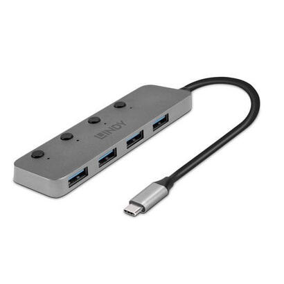 lindy-43383-hub-de-interfaz-usb-32-gen-1-31-gen-1-type-c-5000-mbits-gris