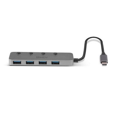 lindy-43383-hub-de-interfaz-usb-32-gen-1-31-gen-1-type-c-5000-mbits-gris