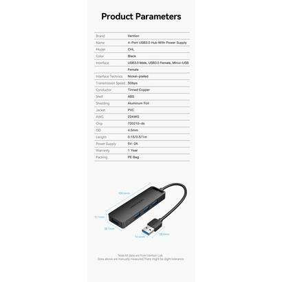 hub-usb-30-vention-chlbd-4xusb-microusb-pd-50cm