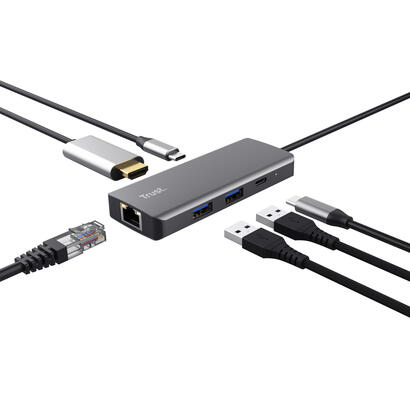 docking-usb-tipo-c-trust-dalyx-2xusb-2xusb-tipo-c-1xhdmi-1xrj45-gris