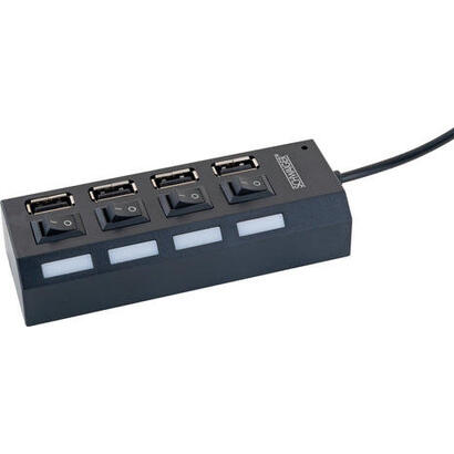 schwaiger-uh4013-hub-usb-20-4-puertos-con-interruptor-480-mbits-negro