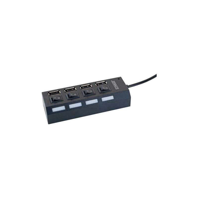 schwaiger-uh4013-hub-usb-20-4-puertos-con-interruptor-480-mbits-negro