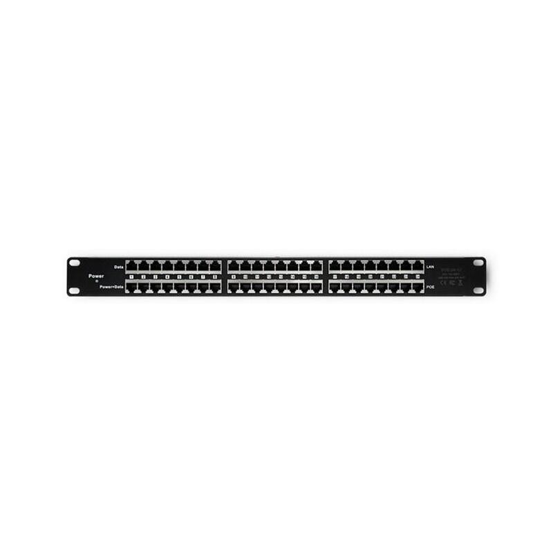 qoltec-54477-patch-panel-rack-48v-24-ports-passive-poe-injector-1000m-black