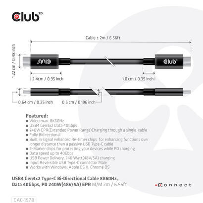 club3d-cable-usb-4-typ-c-pd-240w-8k-40gbps-2m-m-m-retail
