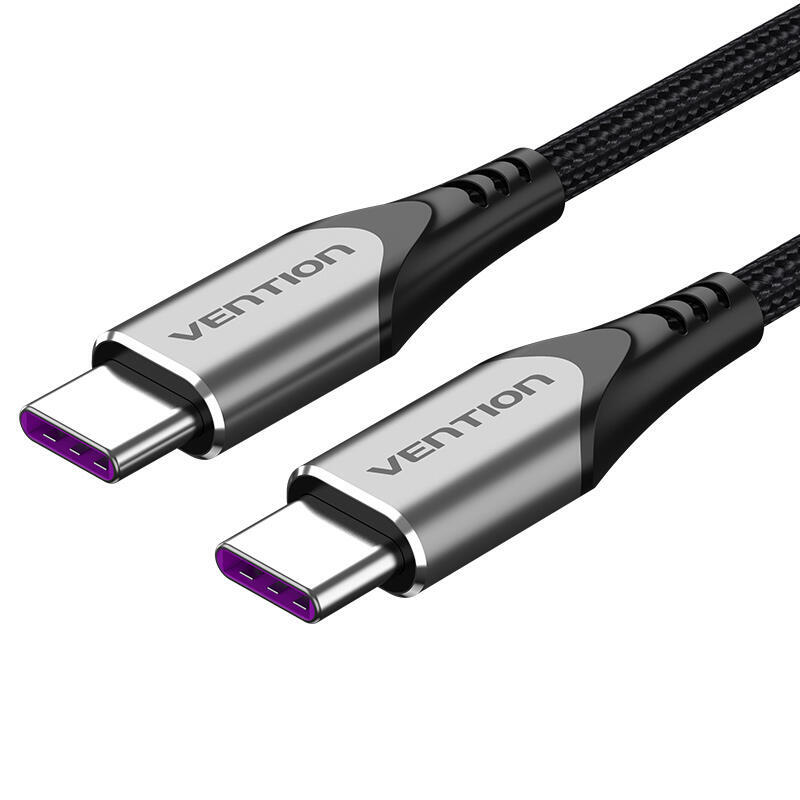 cable-usb-20-tipo-c-5a-100w-vention-taehf-usb-tipo-c-macho-usb-tipo-c-macho-1m-gris