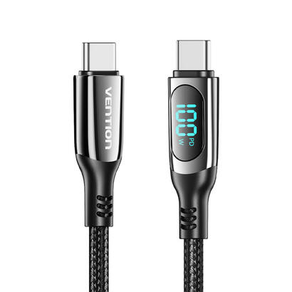 cable-usb-20-tipo-c-5a-100w-vention-taybav-usb-tipo-c-macho-usb-tipo-c-macho-12m-con-pantalla-led-negro