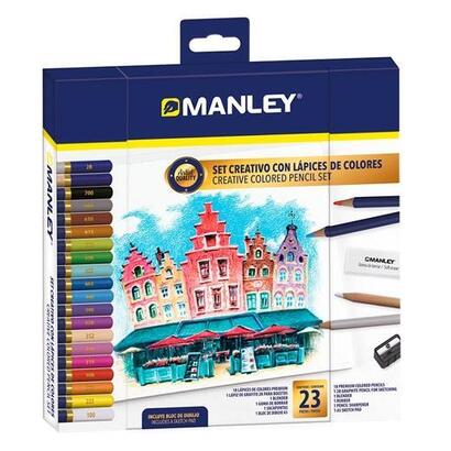 manley-set-creativo-lapices-de-colores-23-piezas-surtido
