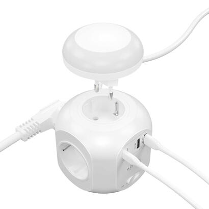 aisens-regleta-sobremesa-multifuncion-4-tomas-1xusb-c-20w-pd30-2xusb-a-18w-qc30-luz-nocturna-180m-blanco