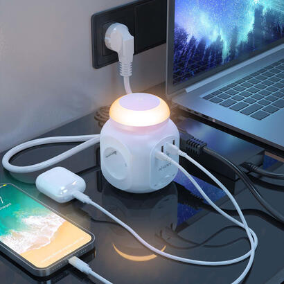 aisens-regleta-sobremesa-multifuncion-4-tomas-1xusb-c-3xusb-a-luz-nocturna-180m-blanco