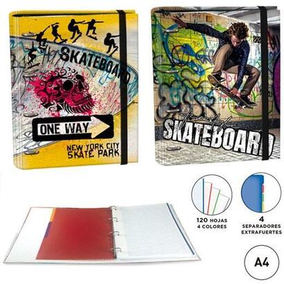 senfort-carpeta-anillas-4x30mm-ringbook-a4-rec120h-4-separadores-skateboard-surtido