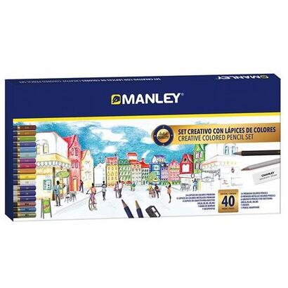 manley-set-creativo-lapices-de-colores-40-piezas-surtido