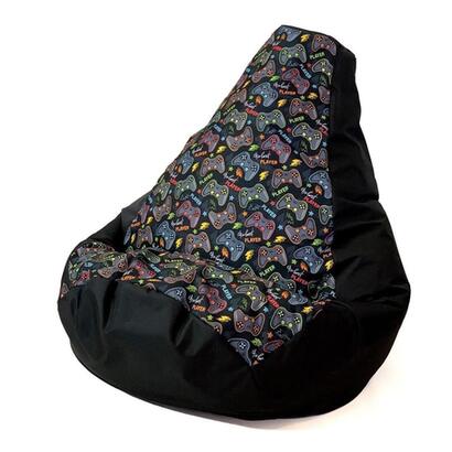sako-bolso-puf-peral-estampado-negro-jugador-xl-130-x-90-cm