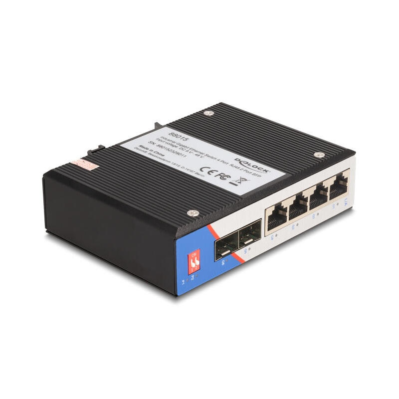 delock-88015-switch-gigabit-ethernet-industrial-4-puertos-rj45-2-puertos-sfp-para-carril-din