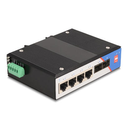 delock-88015-switch-gigabit-ethernet-industrial-4-puertos-rj45-2-puertos-sfp-para-carril-din