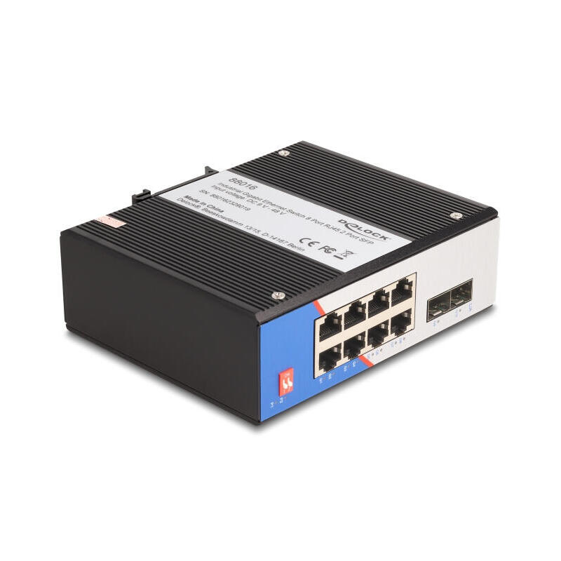 delock-88016-switch-gigabit-ethernet-industrial-8-puertos-rj45-2-puertos-sfp-para-carril-din