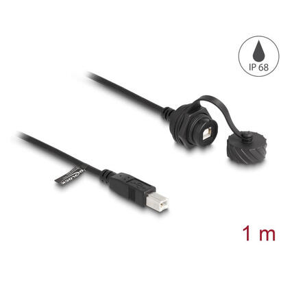 delock-88011-cable-usb-20-tipo-b-macho-a-usb-20-tipo-b-hembra-para-instalacion-con-tapa-protectora-ip68-resistente-al-polvo-y-al