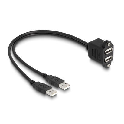 delock-88105-usb-20-cable-2-x-usb-tipo-a-macho-para-2-x-usb-tipo-a-hembra-con-tuercas-de-rosca-para-integracion-1-m-negro