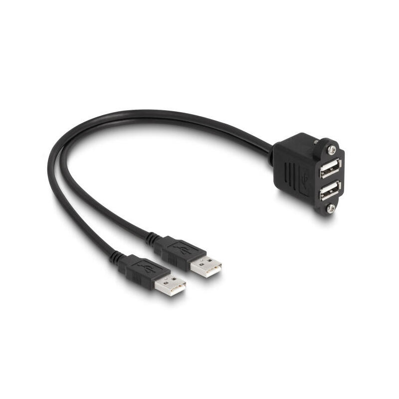 delock-88105-usb-20-cable-2-x-usb-tipo-a-macho-para-2-x-usb-tipo-a-hembra-con-tuercas-de-rosca-para-integracion-1-m-negro