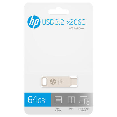 pendrive-hp-64gb-usb-32-x206c-otg-type-c-metal