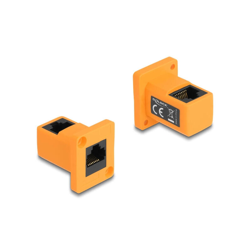 delock-87997-modulo-type-d-rj45-hembra-a-hembra-acodado-90-naranja