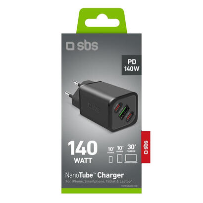 sbs-nano-tube-ladegerat-gan-2x-usb-c-ultra-fast-pd-140w-1x-usb-afc-36w-schwarz