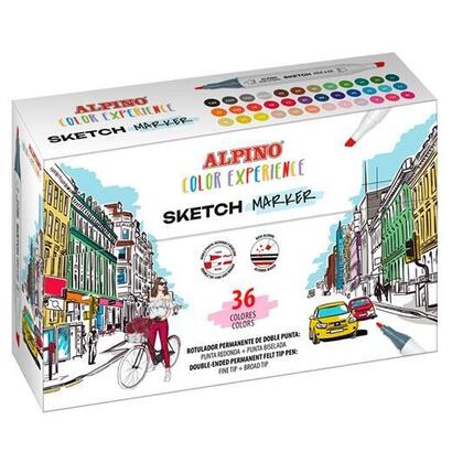 alpino-rotuladores-sketch-marker-color-experience-doble-punta-estuche-36-csurtidos