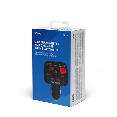 transmisor-fm-savio-bluetooth-53-cargador-qc-30-pantalla-led-bass-boost-tr-15-negro