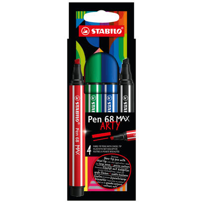 stabilo-pen-68-max-arty-pack-de-4-rotuladores-punta-de-fibra-biselada-trazo-entre-1-5mm-aprox-tinta-a-base-de