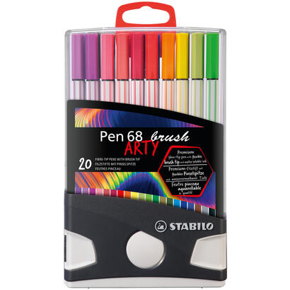 stabilo-pen-68-brush-arty-caja-de-plastico-rigida-con-30-rotuladores-punta-de-pincel-tinta-a-base-de-agua-colores