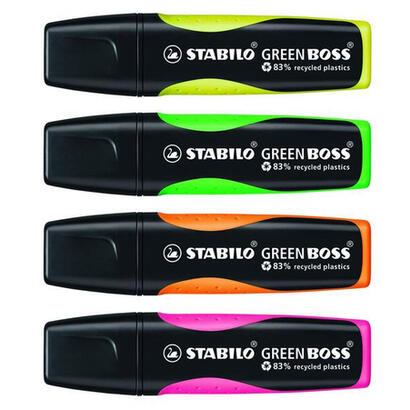 stabilo-green-boss-set-de-mesa-de-4-marcadores-fluorescentes-83-plastico-reciclado-bloc-de-notas-adhesivas-100