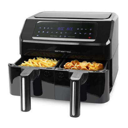 emerio-smart-fryer-af-1303761-doble-72-l-independiente-2400-w-freidora-de-aire-caliente-negro