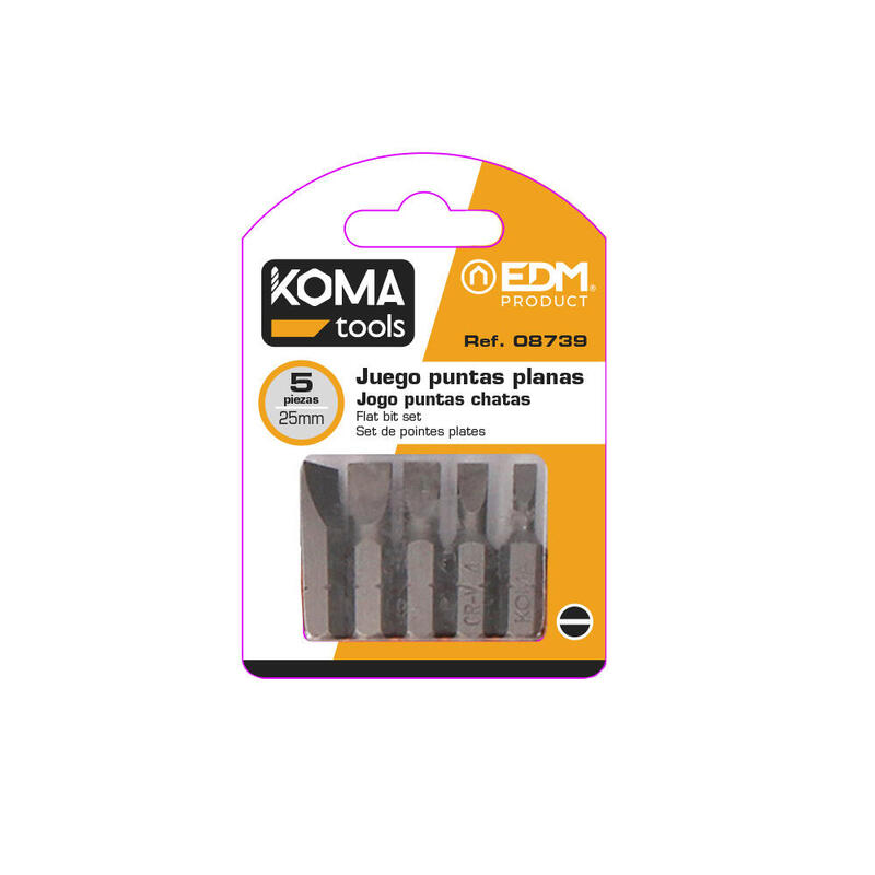 pack-de-5-unidades-juego-puntas-planas-1-4-5-piezas-x-25mm-koma-tools